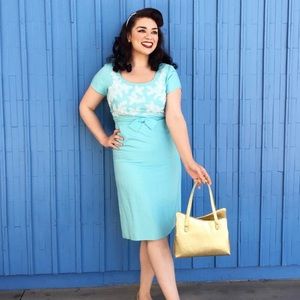 Vintage Blue Beaded Dress 1950s 1960s